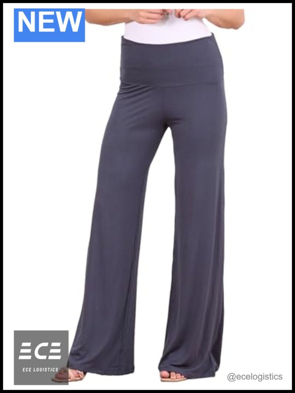 Popana Wide Leg Palazzo Lounge Pants Bootcut Flowy Rayon Spandex Casual Comfort